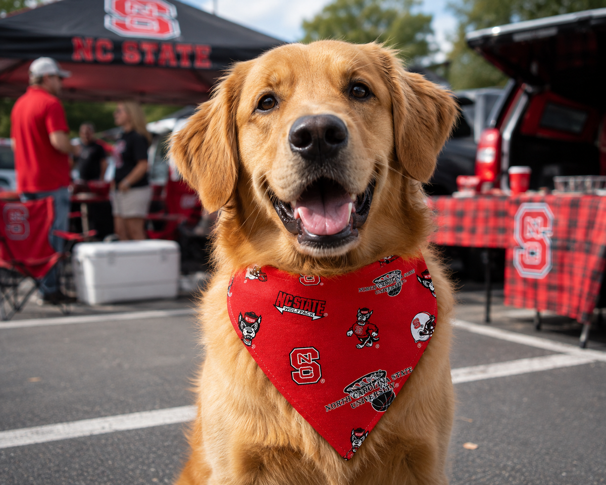 ❤️🖤 NC State-Inspired Reversible Hook &amp; Loop Dog Bandana